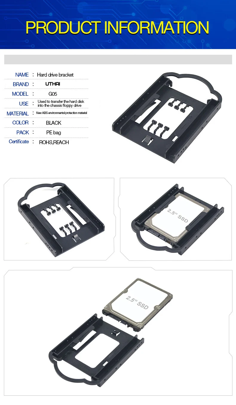 UTHAI G05 2,5 до 3,5 дюймов кронштейн жесткого диска SSD Бесплатный винт кронштейн твердотельный жесткий диск HDD PC конвертер адаптер