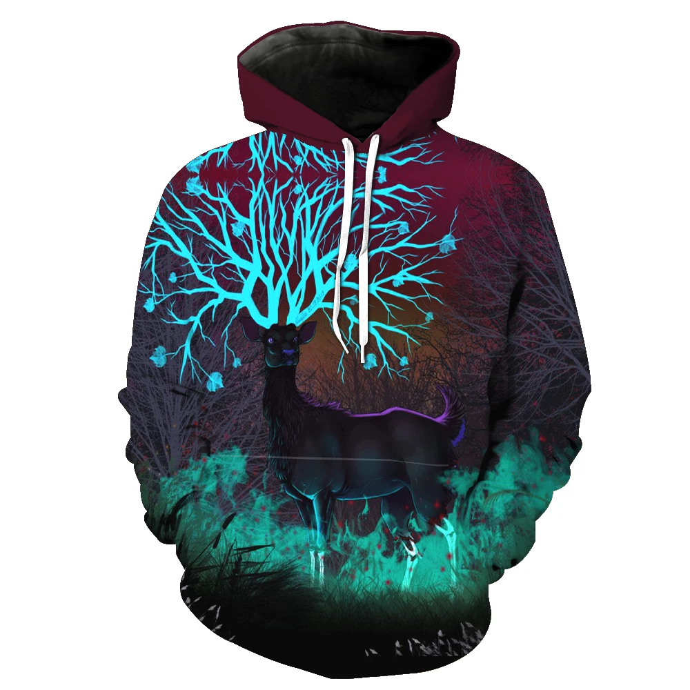 

2019 New Fashion Sweatshirt Men / Women 3d Hoodies Print forest deer animal pattern Slim Unisex Slim Stylish Hooded Hoodies