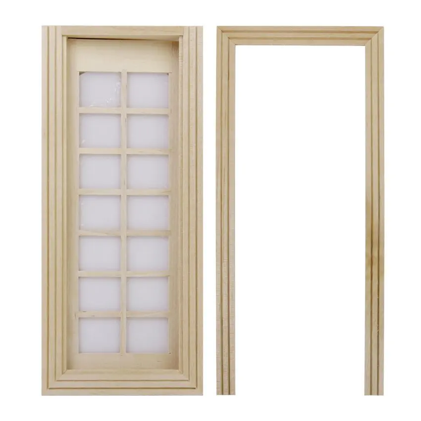 oMoToys Moden Design Dollhouse Wooden Interior Door Miniature Furniture Model Diy 14 Squares Paintable | Игрушки и хобби
