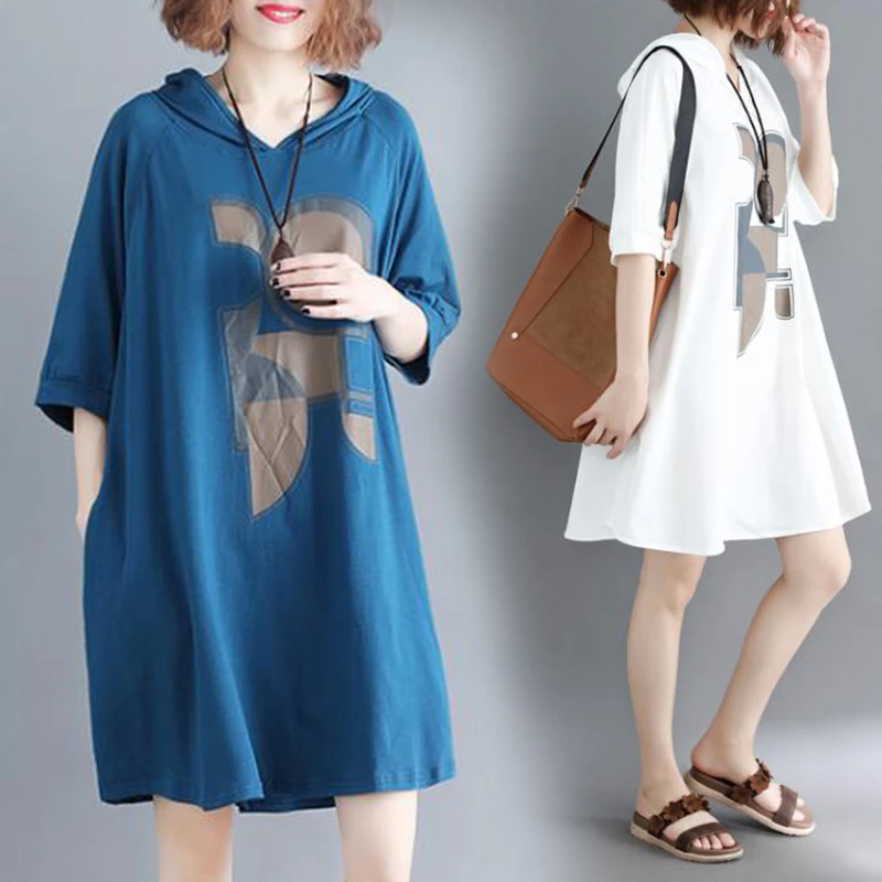 2020 летнее Модное Новое Платье женское с капюшоном плюс размер черные женские платья коротким рукавом