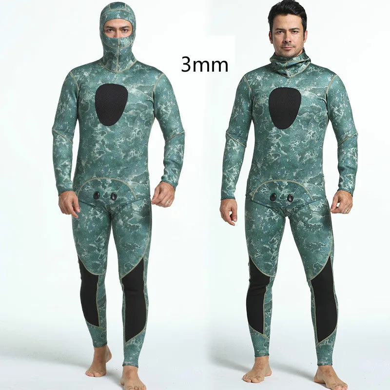 3 мм камуфляж с длинным рукавом сплит капюшоном из двух частей неопрена