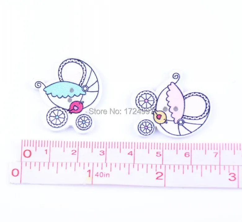 80 шт Случайные Смешанные 2 отверстия узор милый ребенок коляска Форма деревянные