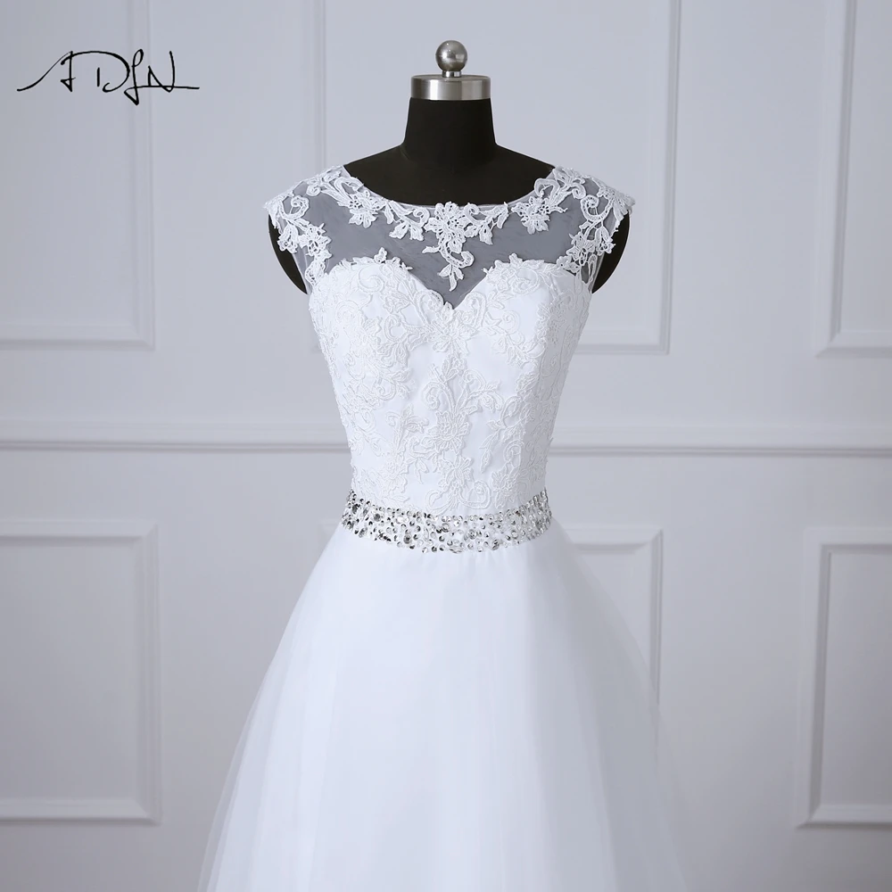 Свадебные платья трапециевидной формы ADLN с рукавами крылышками цвет белый