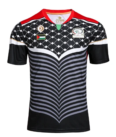 Survetement Palestino черная рубашка Maillot de foot Palestine Futbol Camisa спортивный костюм футболки для бега - Цвет: Черный