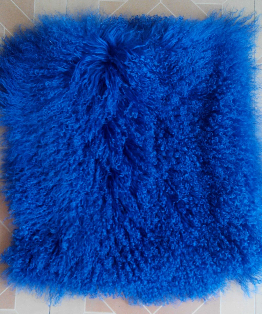 2022 ковер из монгольского меха ягненка синее одеяло натурального овчины для