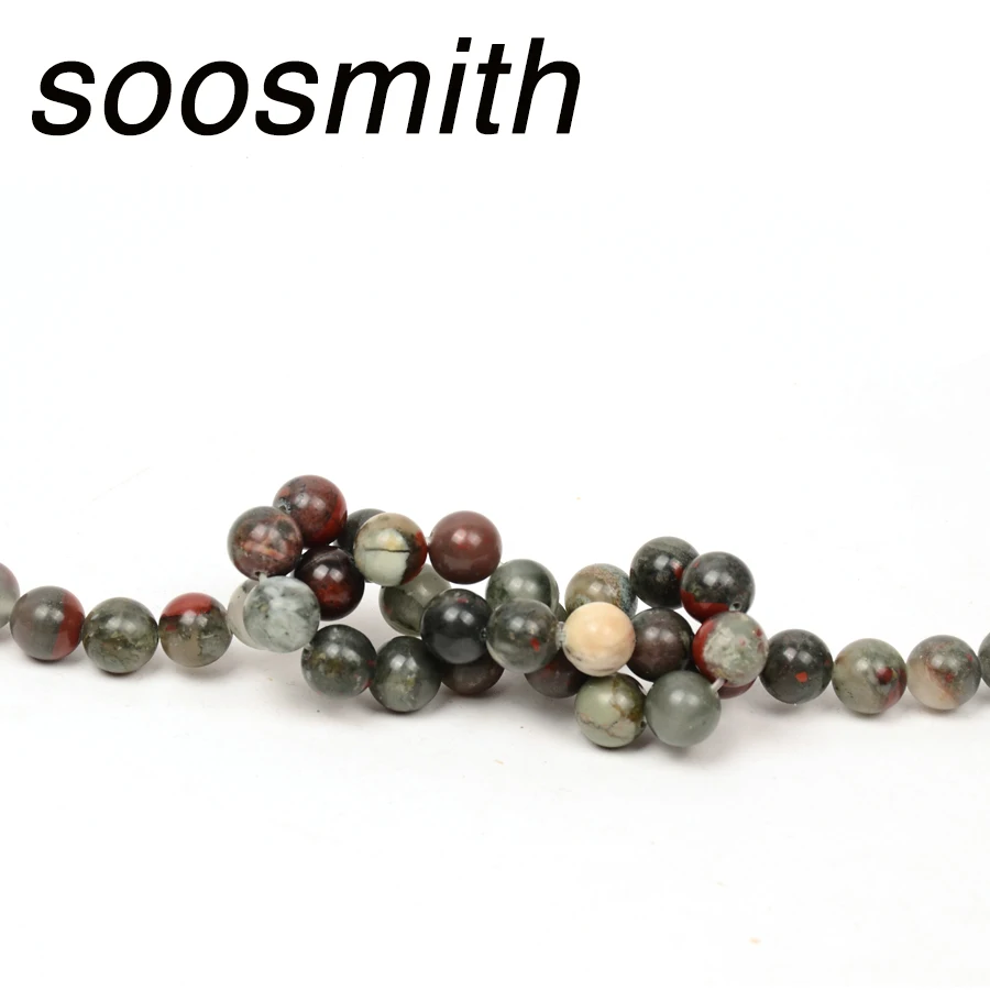 Soosmith Натуральный Камень Бисер Bloodstone Шарм Свободные Spacer Бусины для