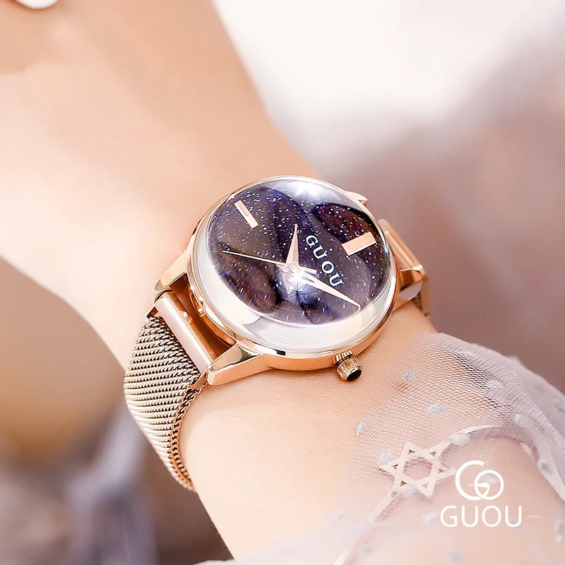 Female Watch 2019  Star Watch Student Lady Round dial Watch Stereoscopic Hemispheric Magnetite Quarz Watch G66614