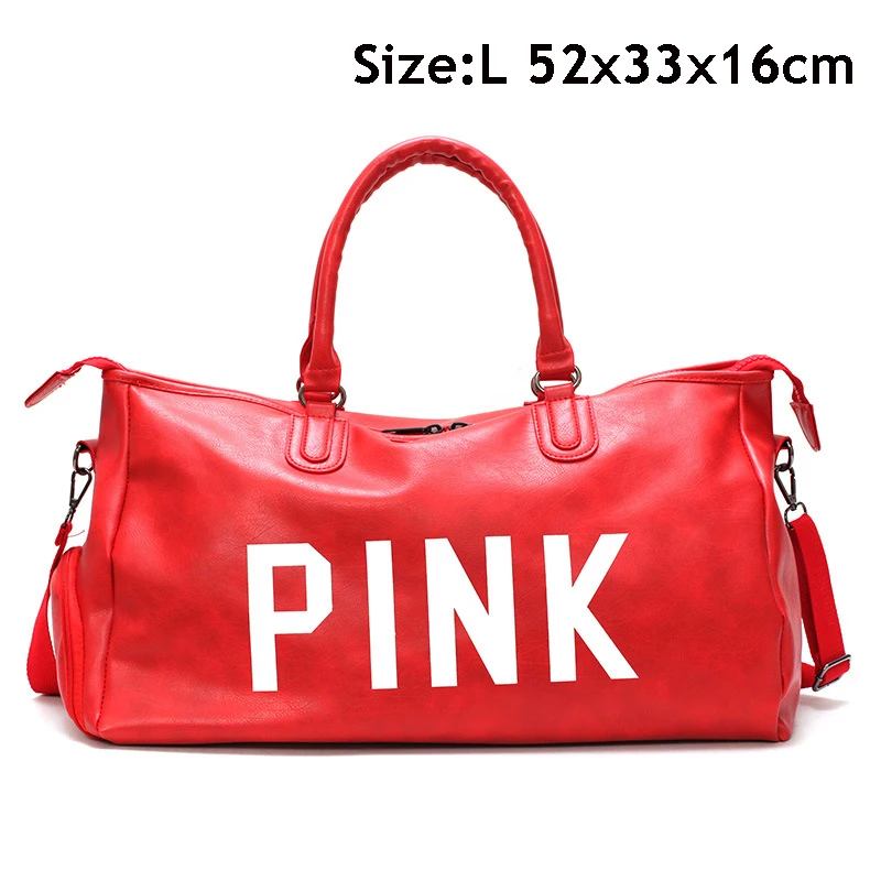 red large Новинка, красная, Черная Спортивная сумка из искусственной кожи, женская большая спортивная сумка, кожаная женская сумка для йоги, фитнеса, спортивная сумка с отделением для обуви - Цвет: red large