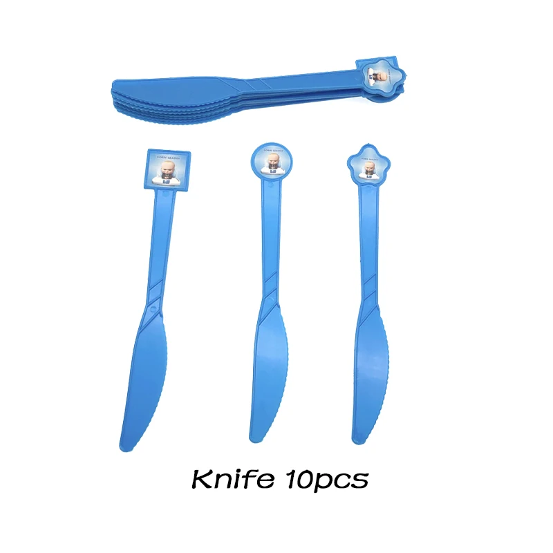 Knife 10pcs Boss baby вечерние украшения одноразовые ножи ложки вилки День Рождения украшения для детей для вечеринки в честь рождения мальчика вечерние принадлежности - Цвет: Knife 10pcs