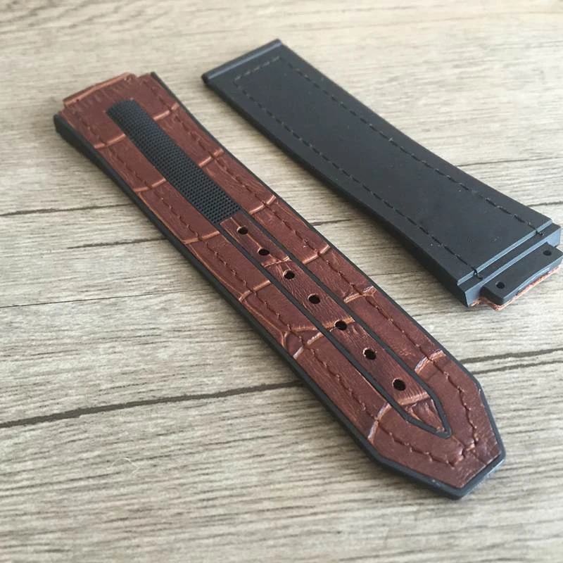 Последние Ретро ручной работы кожаный ремешок для HUBLOT Hengbao 25 мм Красочные мужские часы ремень аксессуары