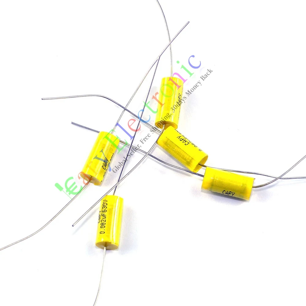 

Wholesale and retail 100pc yellow long leads Axial Polyester Film Capacitor 0.082uF 630V fr tube amps free shipping