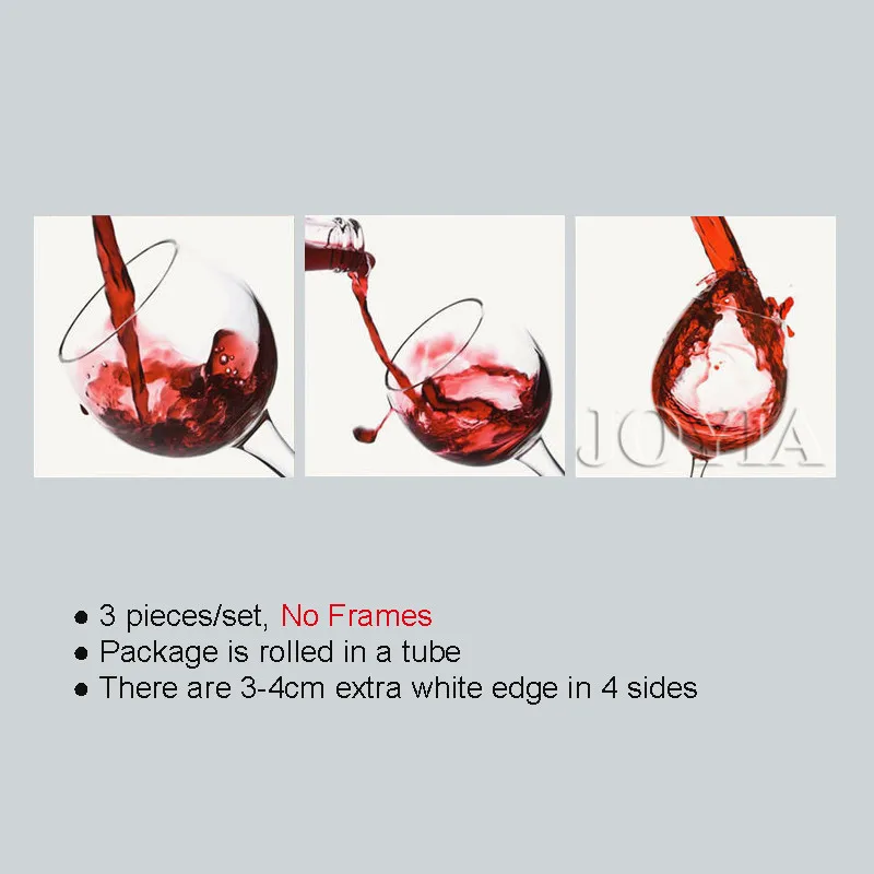 Красное вино холст искусство 3 шт Пролитая чашка печать современные картины
