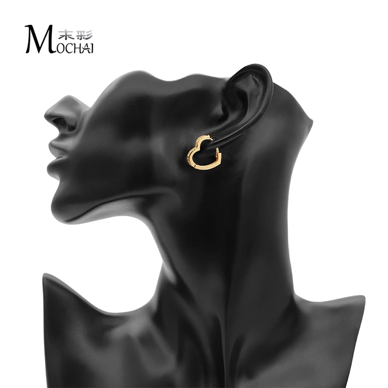 Женские серьги кольца бижутерия в форме сердца с фианитом Mochai ZK30|hoop earrings|cubic zirconia