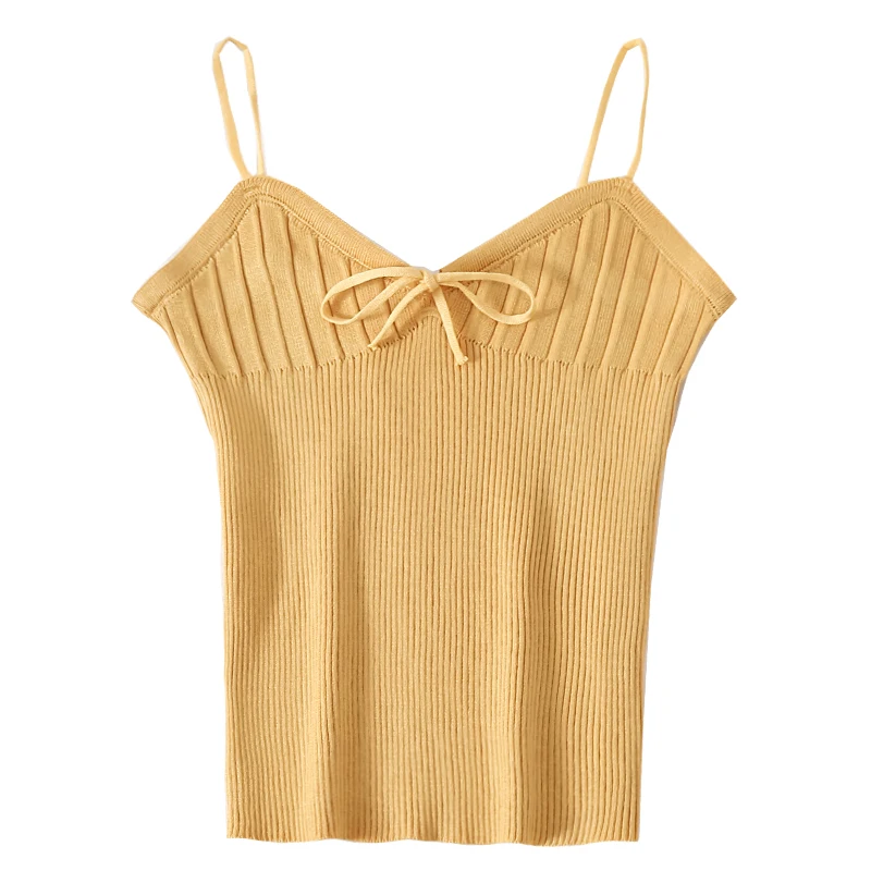 Топы на бретельках лук связали топики Женские Короткие повседневные трубки
