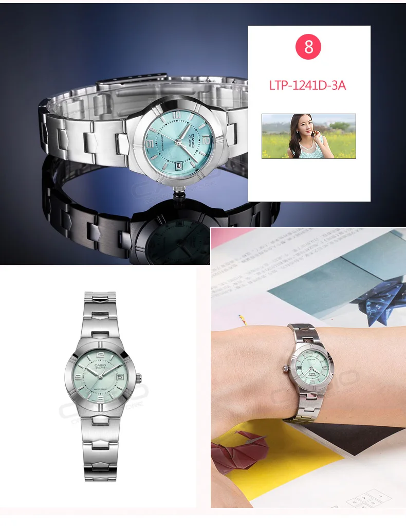 CASIO Часы Простые Модные часы Женское платье женские часы лучший бренд класса люкс кварцевые часы для женщин часы водонепроницаемые LTP-1241