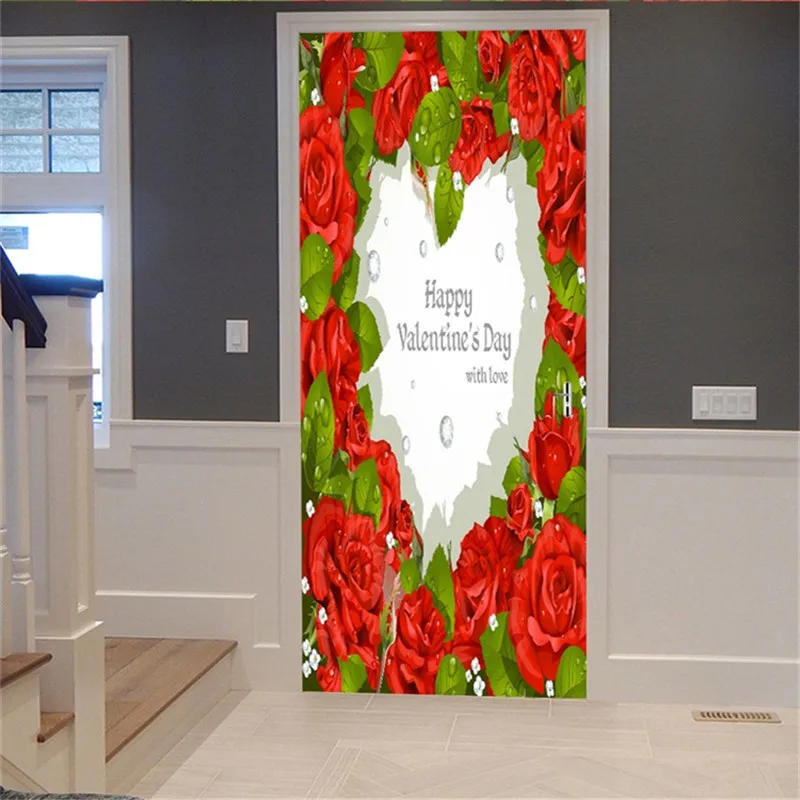 Door Stickers27 С изображением пейзажа с фонтаном креативная художественная дверь водостойкая 3D настенная палка Diy самоклеящаяся художественная домашняя Декорация-наклейка - Цвет: Door Stickers27