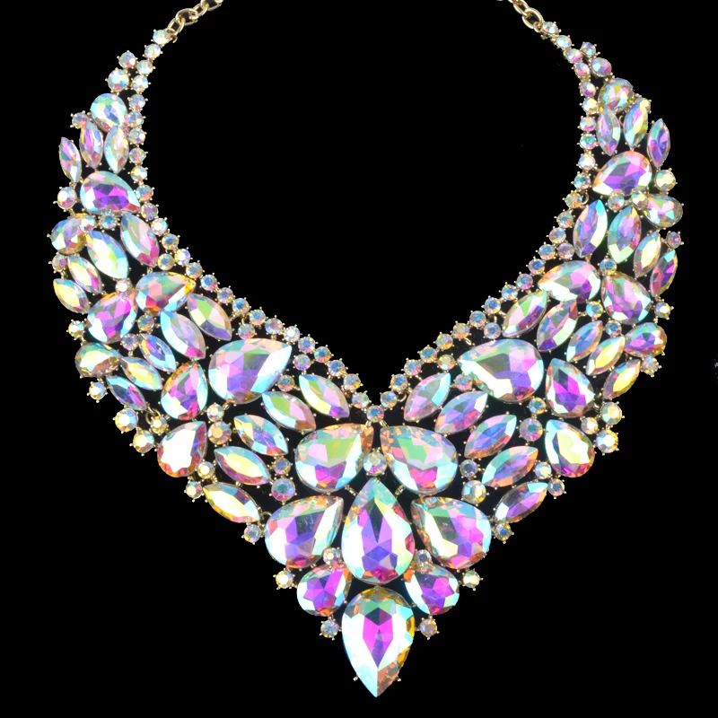 Женский Свадебный комплект из колье и серёг с кристаллами|necklace and earring set|bridal wedding