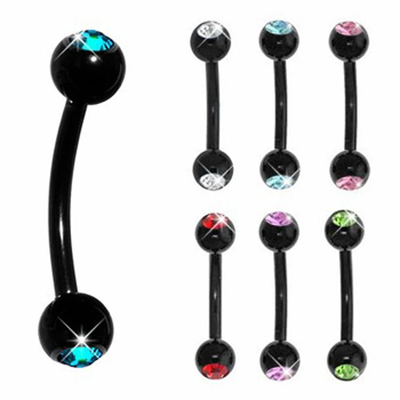 2 шт. нержавеющая сталь черное покрытие пирсинг для бровей мяч банан дя кольцо