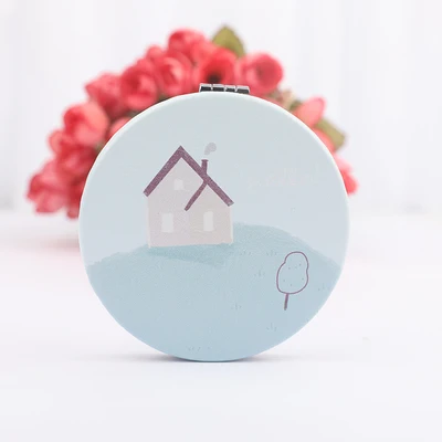 Модное кожаное креативное женское зеркало для макияжа круглое/квадратное мини