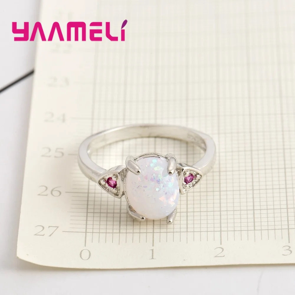 

Simple Design Romantic Round Zirconia Shiny CZ Stones Wedding Finger Rings With Top Quality Opal Stone Engagement Ring