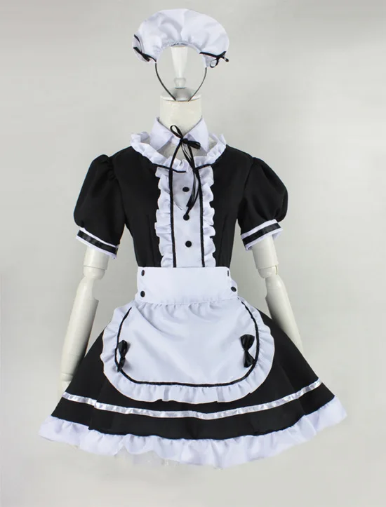 Платье для косплея акибасы в черно белую полоску костюм Акихабары женщин