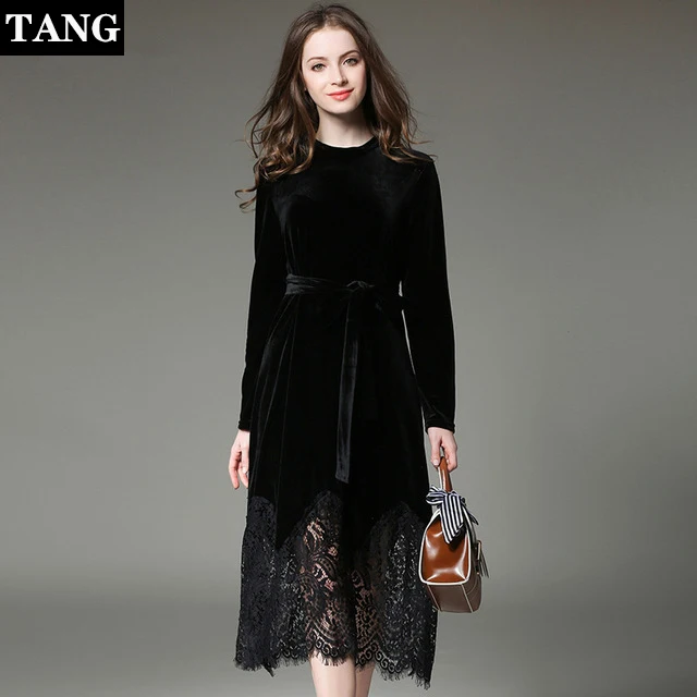 Женское платье с длинным рукавом черное осенне зимнее Vetement Femme 2019 vestidos mujer