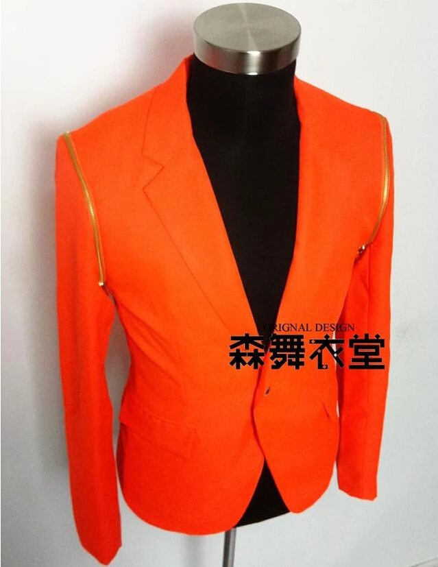 S-5xl мужские модные тонкие костюмы для Dj Singer топовые концертов неоновые оранжевые