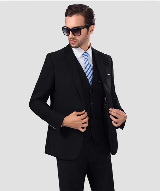 

Italy Men Suit 2020 Slim Fit Black Wedding Groom Tuxedo Best Man Men's Formal Suit Dinner Blazers (Jacket+Pants+Vest+Tie)