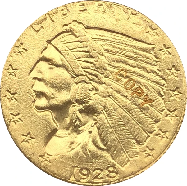 

24-K gold plated 1928 $2.5 GOLD Indian Half Eagle Coin Copy Free shipping
