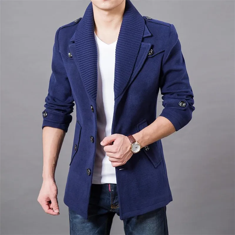 High Quality Double Neck Trench Coat Winter Thicken Man Fashion Windbeaker Warm jacket Men's Business Casual Coats | Мужская одежда