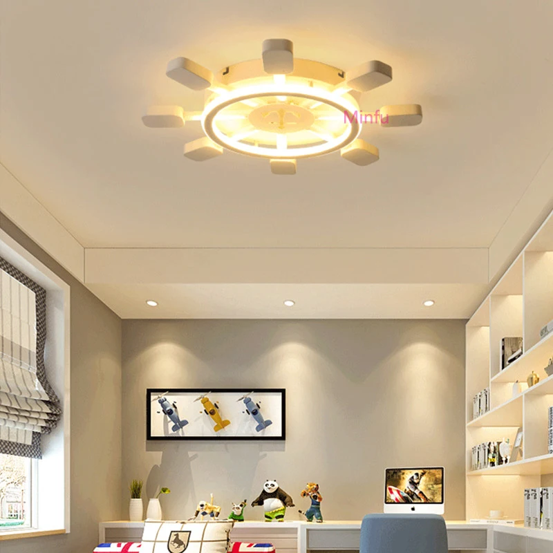 Светодиодная потолочная лампа seaman Home deco круглая синяя для мальчиков и девочек