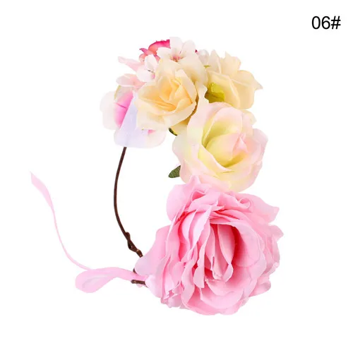 Baby Pink Puseky мама и дети ребенок венок из роз фестиваль свадьба корона девочка головная повязка лента для волос фотографии реквизит аксессуары для волос - Цвет: Baby Pink