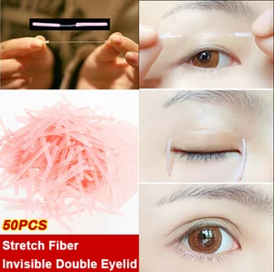 50 шт. Новейшие супер невидимые наклейка для двойного века, эластичные волоконные ленты для век, подтягивающие клейкие полоски, двухсторонняя лента для век