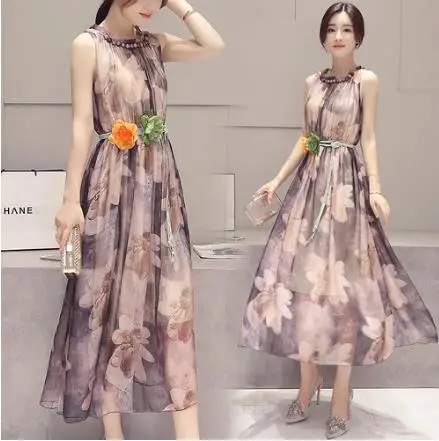 Пляжное платье 2019 новое летнее богемное женское длинное из шифона приморский