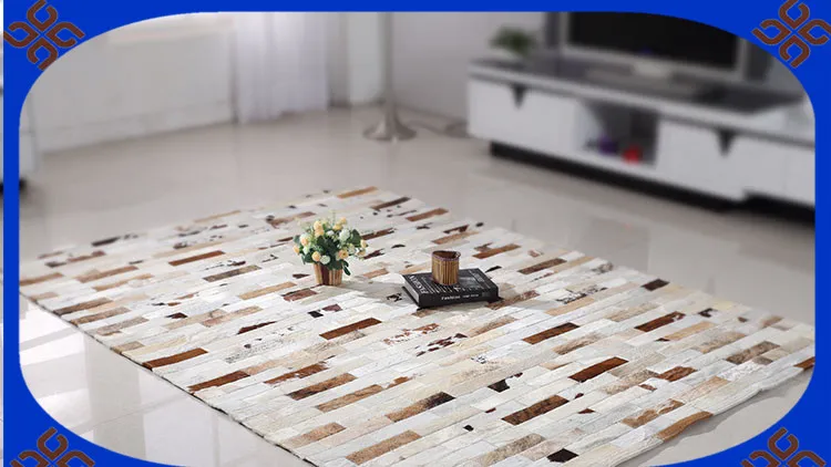 

Fashionable art carpet 100% natural genuine cowhide leather stage carpet