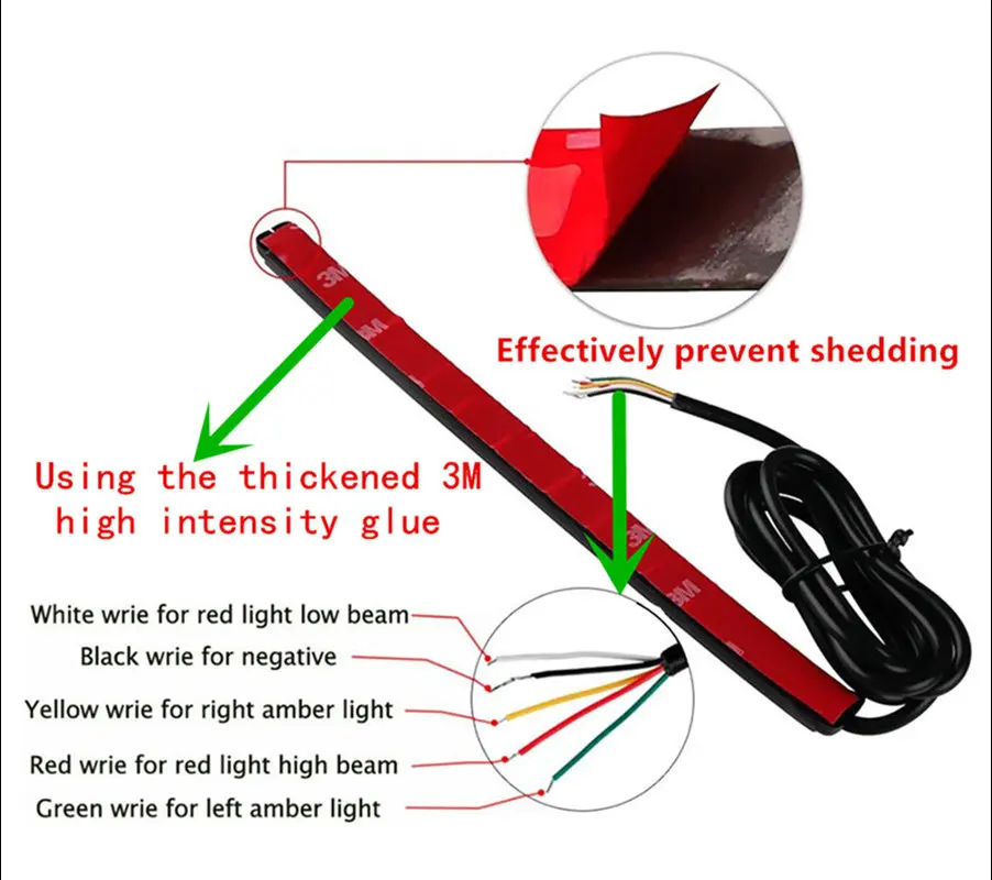 Гибкая светодиодная лента для мотоцикла лампа стоп сигнала поворота 48