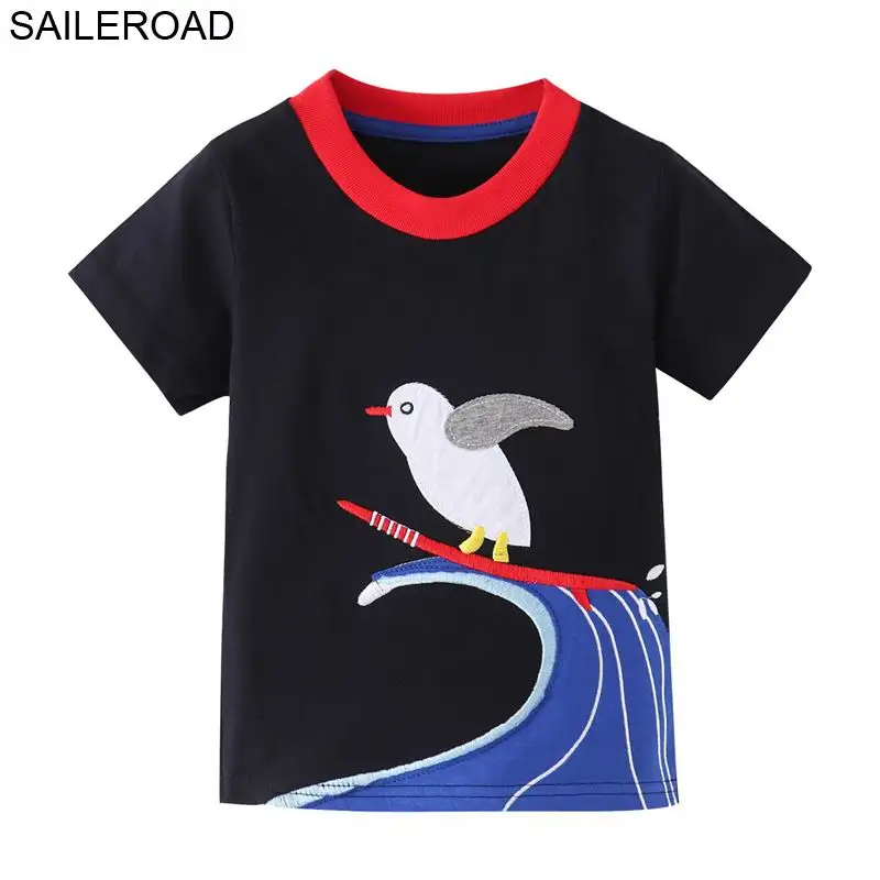 2694 same picture SAILEROAD/Полосатые футболки для мальчиков с машинками; летние топы для детей; детская рубашка с рисунком журавля и грузовика; футболки для малышей; одежда - Цвет: 2694 same picture