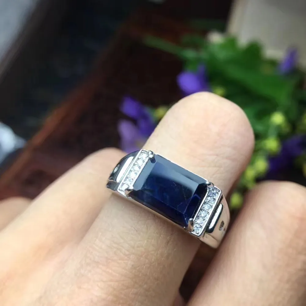 Бесплатная доставка натуральный сапфир драгоценный камень кольцо 925 пробы
