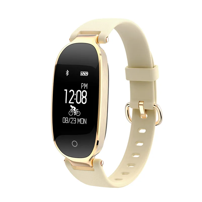 Gold Maxinrytec Smartwrist S3 для модных женщин и девушек, умные часы IP67, водонепроницаемые, Bluetooth, умные часы, трекер сердечного ритма - Цвет: Gold