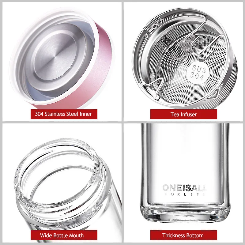 Стеклянная бутылка для воды 480 мл Высококачественная боросиликатная стеклянная