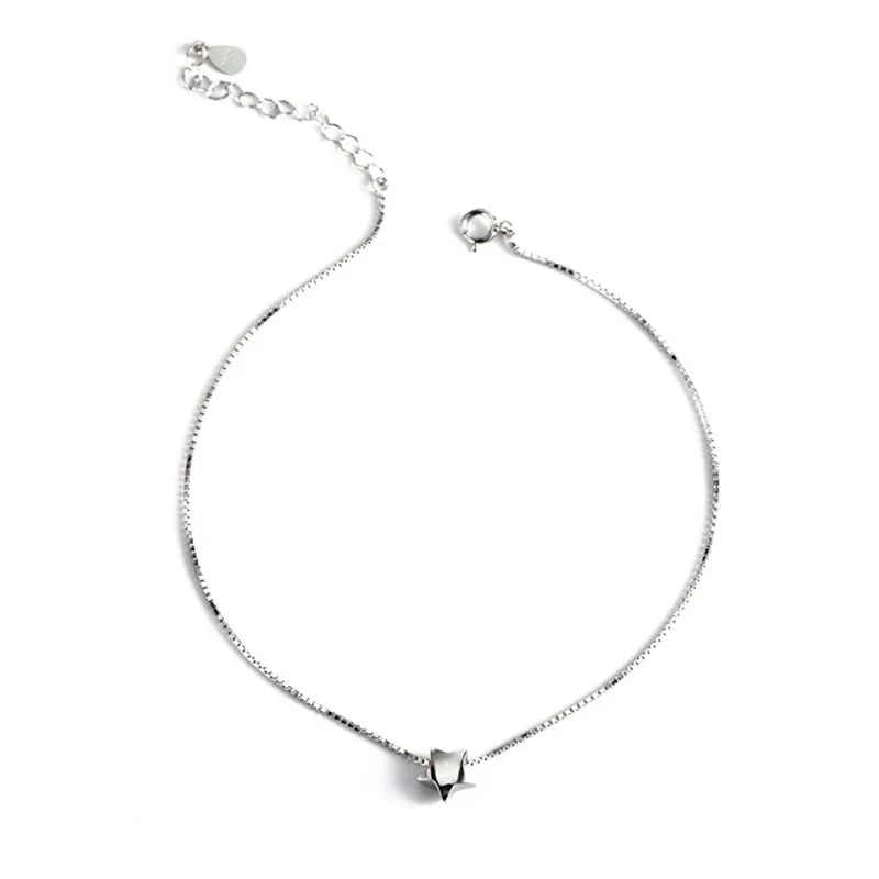 OLOEY,, настоящая 925 пробы, Серебряная коробка, цепочка, звезда, шарм, ювелирное изделие, ножной браслет для женщин, девушек, браслет на ногу, хорошее ювелирное изделие YMA028