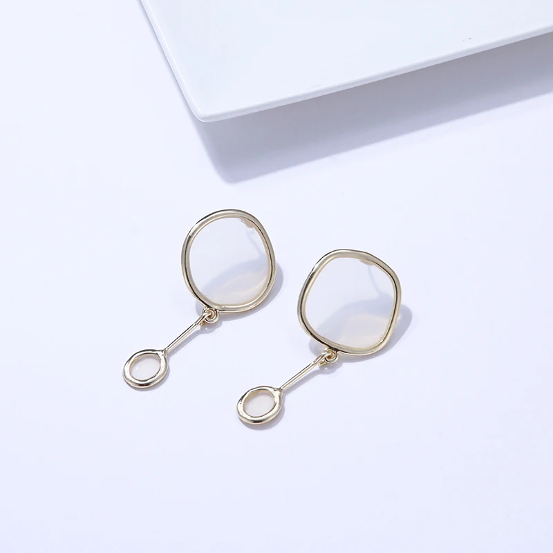 Yhpup Trendy Korean Candy Enamel Color Round Dangle Earrings Copper Geometric Minimalist Jewelry for Women Girl Summer Brincos