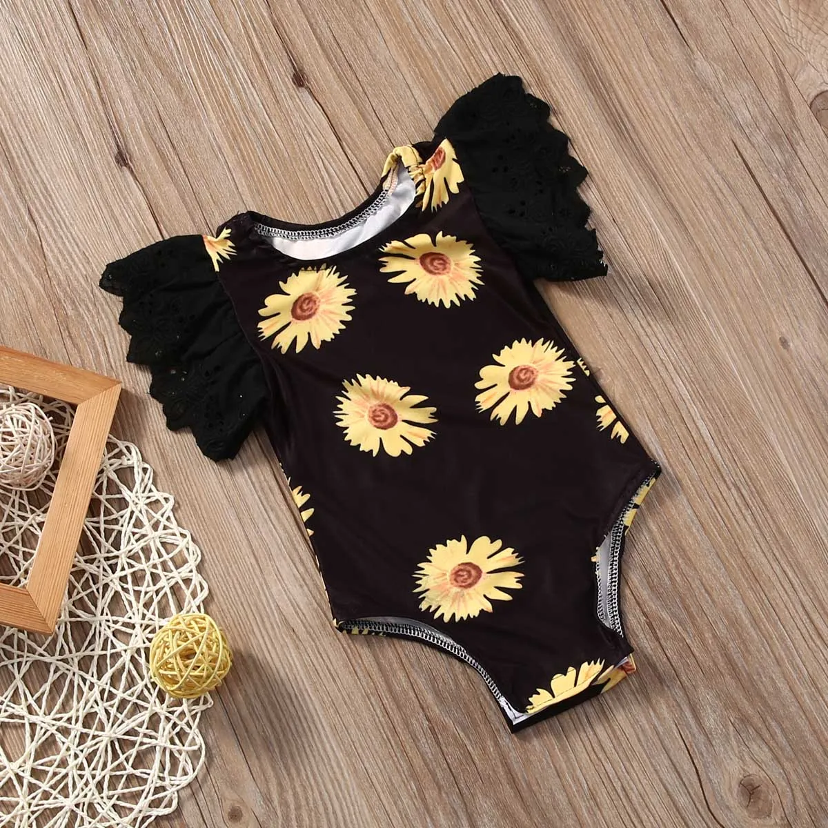 Милая детская одежда с рисунком подсолнуха для детей от 0 до 24 месяцев комбинезон