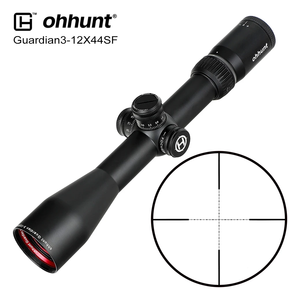 ohhunt Guardian 3-12X44 SF Tactical Optical Sights 1/2 Half Mil Dot Reticle Scope Side Parallax Turrets Lock Reset Riflescope