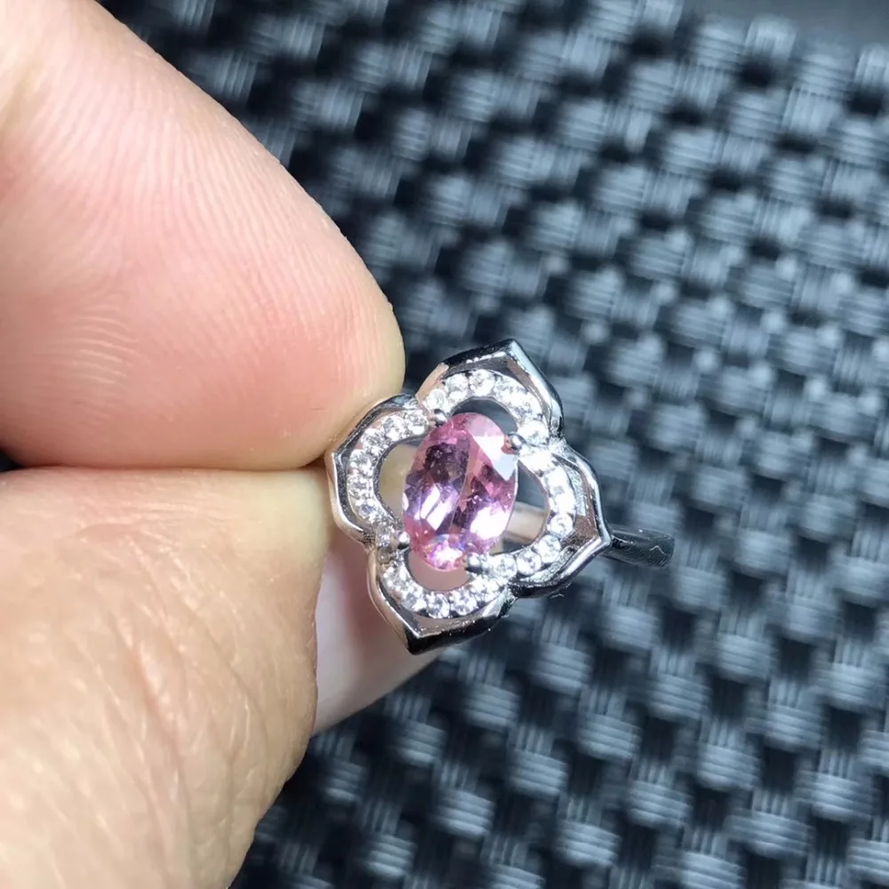 

Natural Pink Tourmaline Rings for Women, 925 Sterling Silver Fine Jewelry, 5*7mm Gemstone Gift with Velvet Box Certificate FJ251