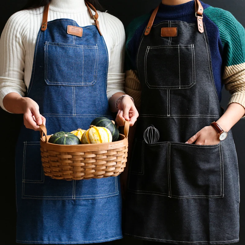 Лидер продаж джинсовый фартук в японском стиле для шеф повара кухни