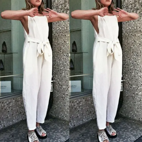 Женский комбинезон без рукавов с открытой спиной | Женская одежда