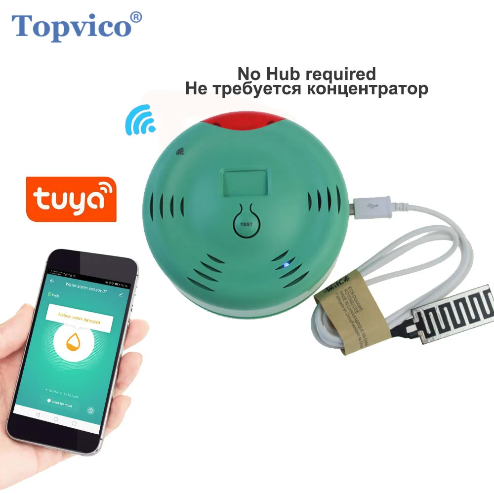 Topvico wifi датчик утечки воды детектор утечки wifi Обнаружение перелива сигнализация Tuya Smart Life APP беспроводная домашняя система безопасности