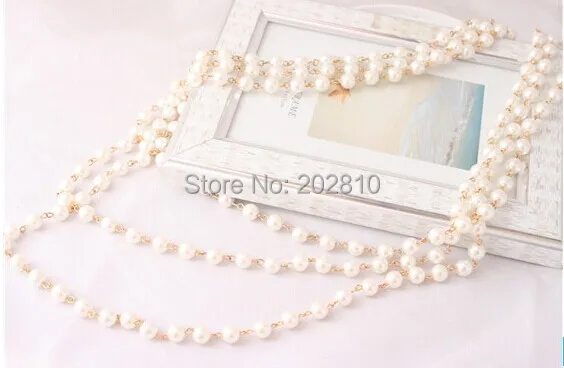 Модная Всесезонная одежда 3-слойное ожерелье с свитер жемчугом колонкой для