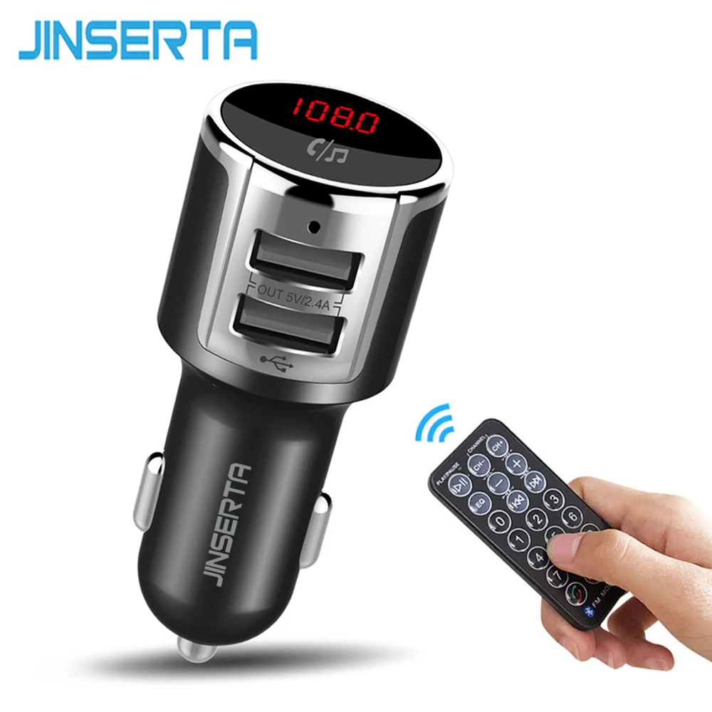 JINSERTA Bluetooth FM трансмиттер автомобильное быстрое зарядное устройство с двойным USB